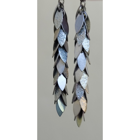 Linear Leaf Drop Earrings - Picture 3 of 17